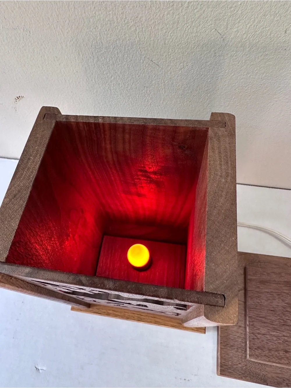 Vintage Handmade Wooden Silhouette Light Box Night Lamp Interchangeable Slats